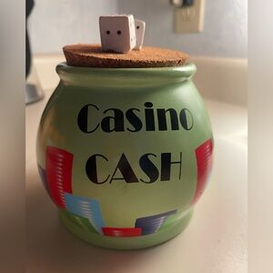 Casino Cash Ceramic Jar with Cork Lid